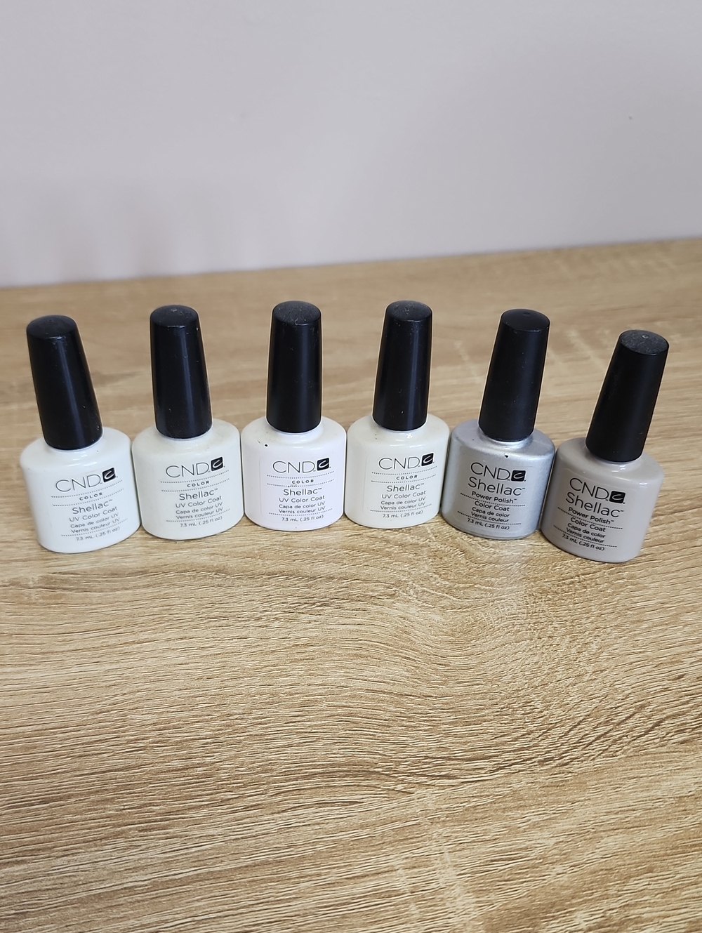 Shellac Professional Gel Nail Polish Set - White, Shimmer & Light Gray Shades